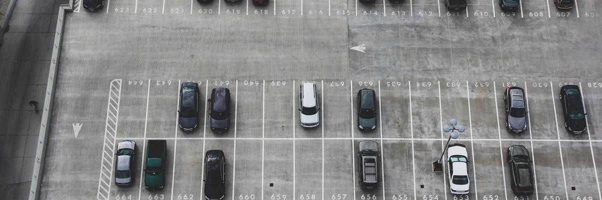 overhead view of parking lot