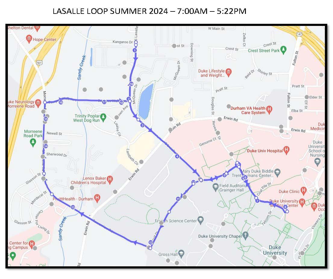 LaSalle Loop Day Schedule Summer 2024