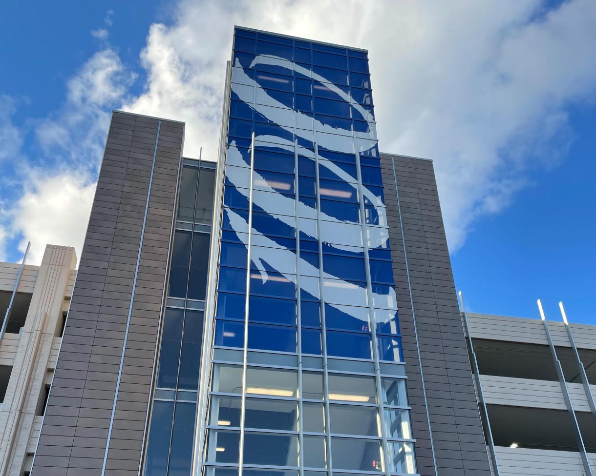 Science Dr. Garage with Centennial "100" Banner