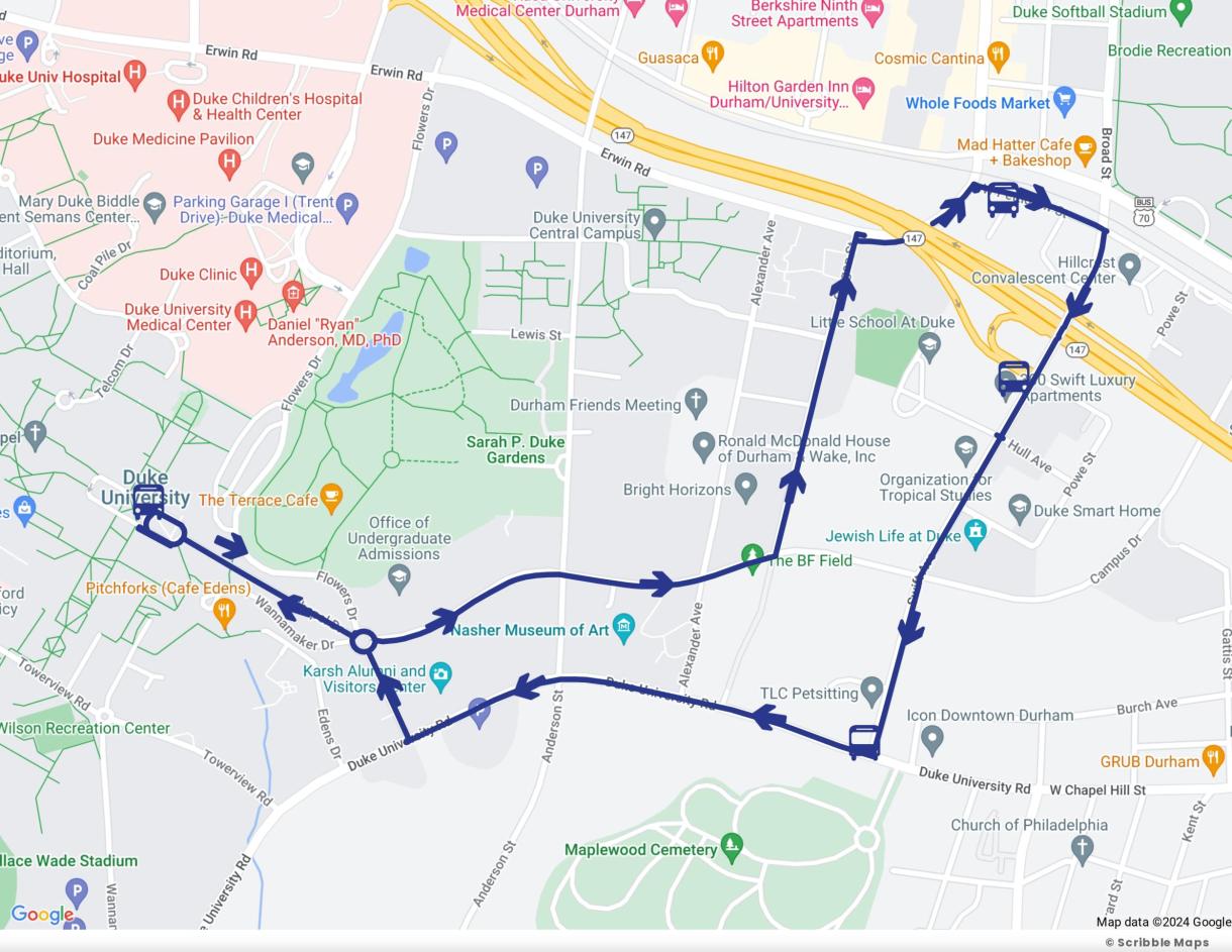 Swift Shuttle with Blue Light stop route 